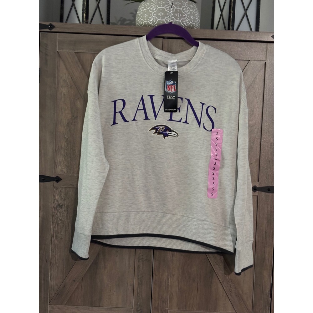 NFL Team Apparel Baltimore Ravens Sleepwear Sweatshirt Gray Women Small NWT